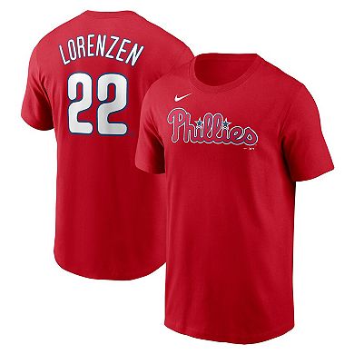 Men's Nike Michael Lorenzen Red Philadelphia Phillies Player Name & Number T-Shirt