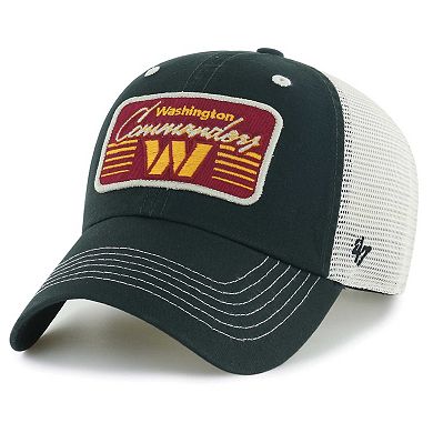 Men's '47 Black/Natural Washington Commanders  Five Point Trucker Clean Up Adjustable Hat