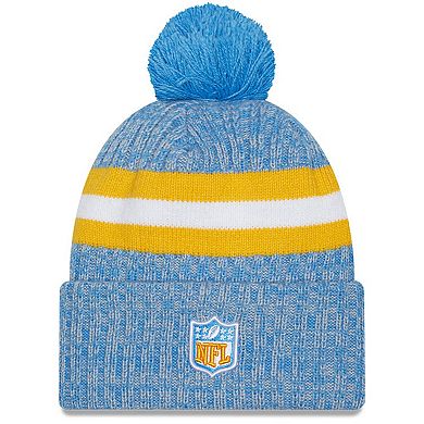 Youth New Era Powder Blue Los Angeles Chargers 2023 Sideline Cuffed Knit Hat With Pom