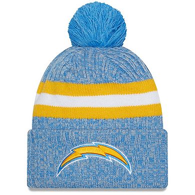 Youth New Era Powder Blue Los Angeles Chargers 2023 Sideline Cuffed Knit Hat With Pom