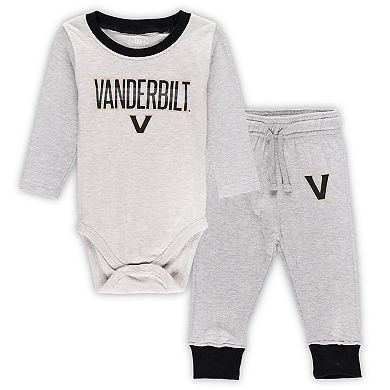 Infant Wes & Willy Heather Gray Vanderbilt Commodores Two-Piece Jie JieÂ Long Sleeve Bodysuit & Pants Set