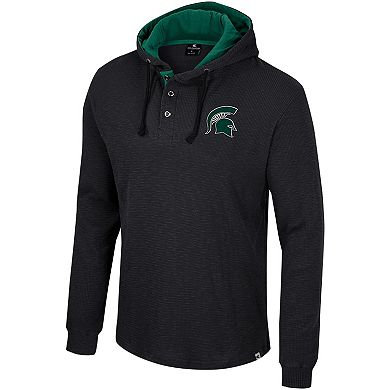 Men's Colosseum Black Michigan State Spartans Affirmative Thermal Hoodie Long Sleeve T-Shirt