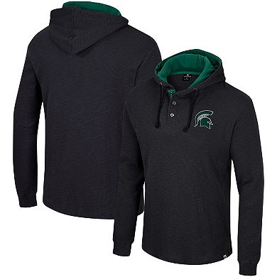 Men's Colosseum Black Michigan State Spartans Affirmative Thermal Hoodie Long Sleeve T-Shirt