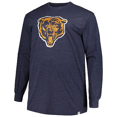 Men's Profile  Heather Navy Chicago Bears Big & Tall Throwback Long Sleeve T-Shirt