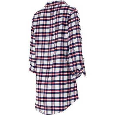 Women's Concepts Sport Navy New England Patriots Sienna Plaid Full-Button Long Sleeve Nightshirt