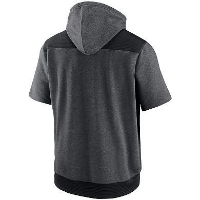Men's Nike Heathered Charcoal/Black Oakland Athletics Authentic Collection Dry Flux Performance Quarter-Zip Short Sleeve Hoodie