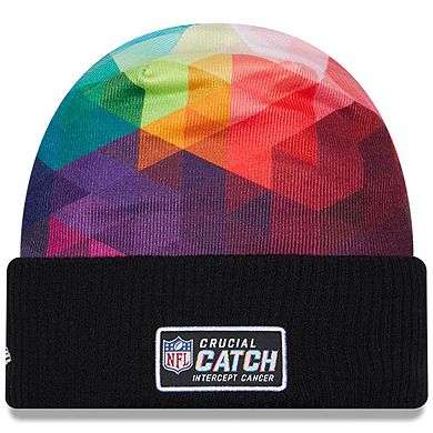 Youth New Era  Black New England Patriots 2023 NFL Crucial Catch Cuffed Knit Hat