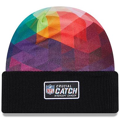 Youth New Era  Black Carolina Panthers 2023 NFL Crucial Catch Cuffed Knit Hat