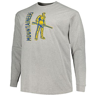 Men's Champion Heather Gray West Virginia Mountaineers Big & Tall Mascot Long Sleeve T-Shirt