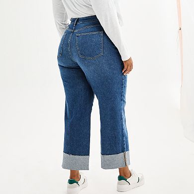 Plus Size Sonoma Goods For Life® Baggy Wide Leg Cuffed Jeans