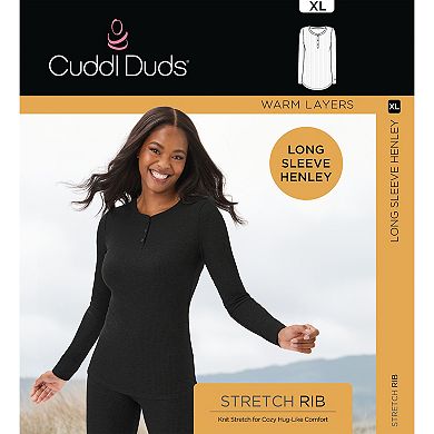 Women's Cuddl Duds® Stretch Rib Long Sleeve Crew Henley Top