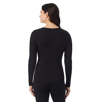 Women's Cuddl Duds® Softwear with Stretch Rib Long Sleeve Crewneck Henley Top