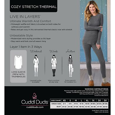 Women's Cuddl Duds® Cozy Stretch Thermal Long Sleeve Crew Top