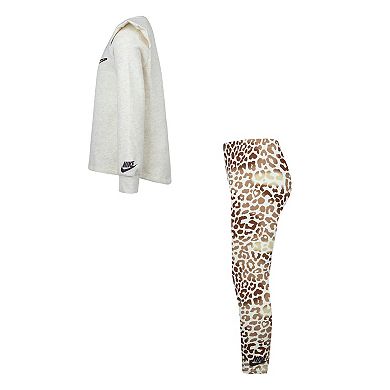 Girls 4-6x Nike Sweatshirt & Cheetah Printed Leggings 2-piece Set