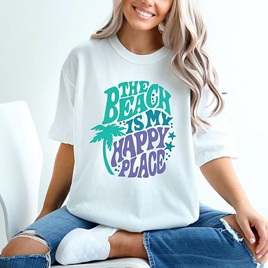 The Beach Is My Happy Place Retro Garment Dyed Tees