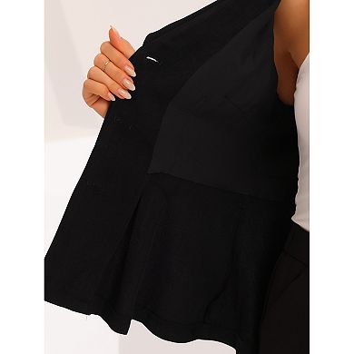 Office Blazer Vest For Women's Lapel Collar Button Down Belted Sleeveless Jacket