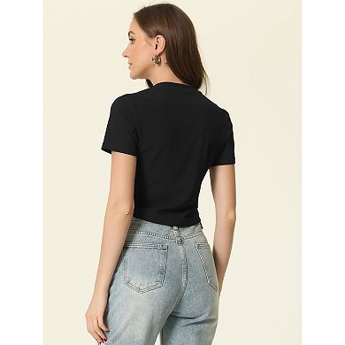 Asymmetrical Crop Top For Women Short Sleeve Square Neck T-shirt