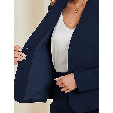 2pc Business Sets For Women's Collarless Blazer And Formal Pencil Skirt Suit