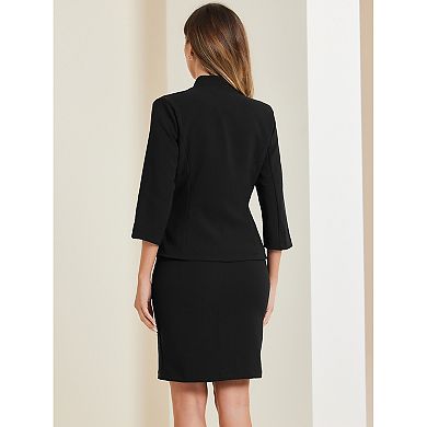 Business Skirt Suit Set For Women's 2 Piece Outfits Notched Collar Blazer Pencil Skirts