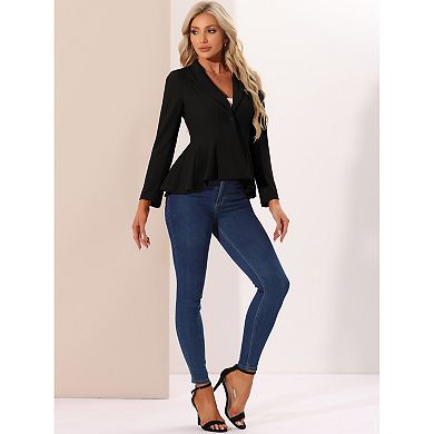 Peplum Blazer For Women's Dressy Single Button Business Casual Work Blazer