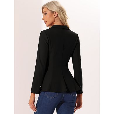 Peplum Blazer For Women's Dressy Single Button Business Casual Work Blazer