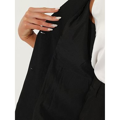 Sleeveless Blazer For Women's Business Casual Linen Work Office Suit Vest Jacket