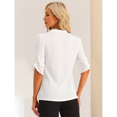 Dressy Casual 3/4 Sleeve Tops For Women V-neck Shirt Work Blouses