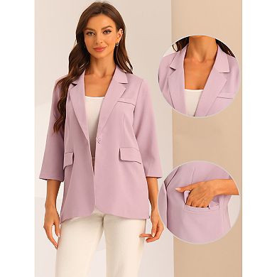 Work Office Stretch Blazer For Women's Lapel Collar Dressy Casual Suit Jacket