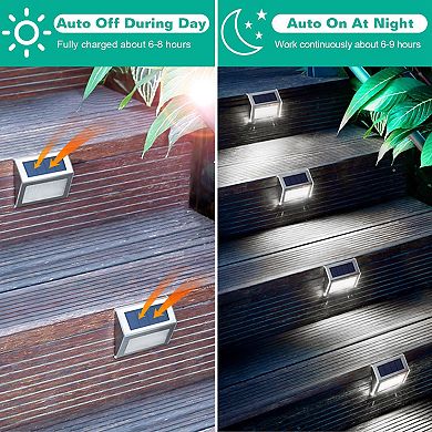 6packs Solar Step Lights Stainless Steel Led Fence Lamp For Garden Backyard Patio