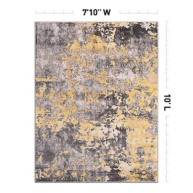 World Rug Gallery Contemporary Distressed Abstract Watercolor Area Rug