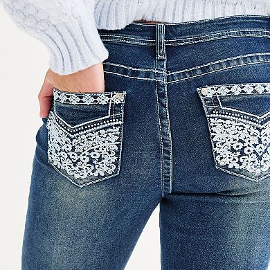 Juniors' Harper & Ivy Rhinestone Pocket Flare Jeans