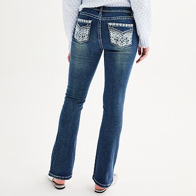 Juniors' Harper & Ivy Rhinestone Pocket Flare Jeans