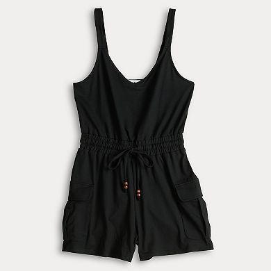 Juniors' Almost Famous Utility Romper with Cargo Pockets