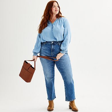 Plus Size Sonoma Goods For Life® High Rise Straight Jeans