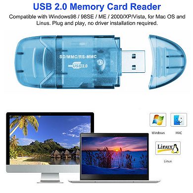 Blue, Speedflow Memory Card Reader Usb 2.0, 480mbps High-speed Adapter For Sd Card