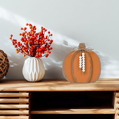 Wood Layered Chunky Pumpkin Sitter Table Decor