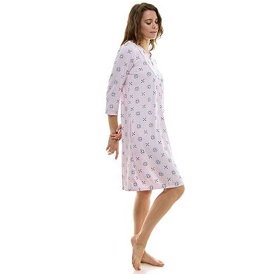 Women's Croft & Barrow 3/4-Sleeve Button Neck Pajama Gown