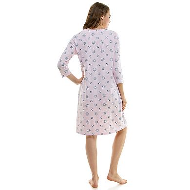 Women's Croft & Barrow 3/4-Sleeve Button Neck Pajama Gown