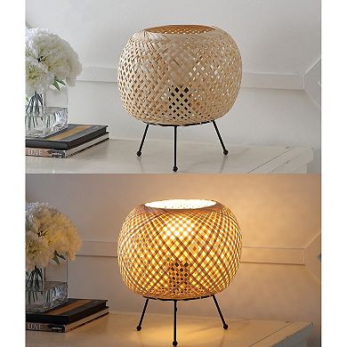 Palma Bohemian Rustic Ironrattan Led Mini Table Lamp With Smart Bulb