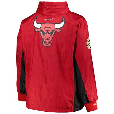 Men's Mitchell & Ness Red Chicago Bulls Big & Tall Hardwood Classics Team OG 2.0 Anorak Hoodie Quarter-Zip Windbreaker Jacket