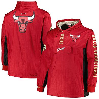 Men's Mitchell & Ness Red Chicago Bulls Big & Tall Hardwood Classics Team OG 2.0 Anorak Hoodie Quarter-Zip Windbreaker Jacket