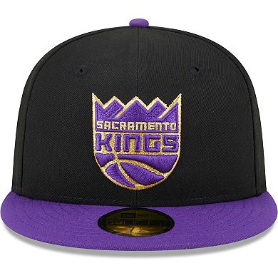 Men's New Era Black/Purple Sacramento Kings Gameday Gold Pop Stars 59FIFTY Fitted Hat