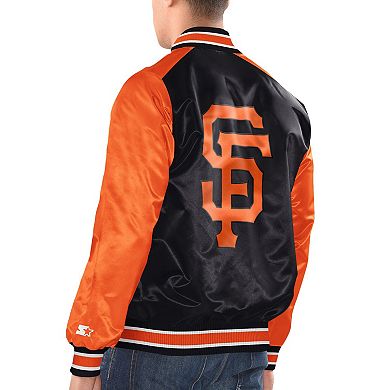 Men's Starter Black/Orange San Francisco Giants Varsity Satin Full-Snap Jacket