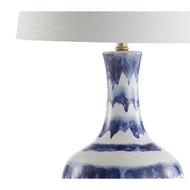 Tucker Striped Ceramicmetal Led Table Lamp