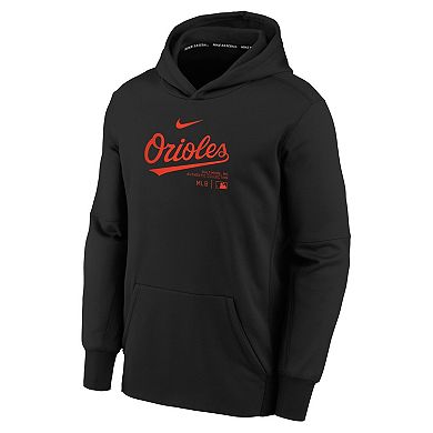 Youth Nike Black Baltimore Orioles Authentic Collection Performance Pullover Hoodie