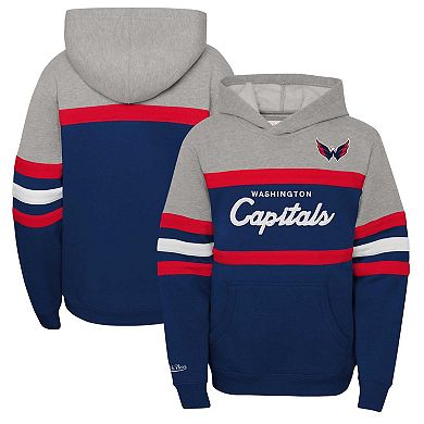 Youth Mitchell & NessÂ Navy Washington Capitals Head Coach Pullover Hoodie