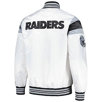 Men's Starter White Las Vegas Raiders Satin Full-Snap Varsity Jacket