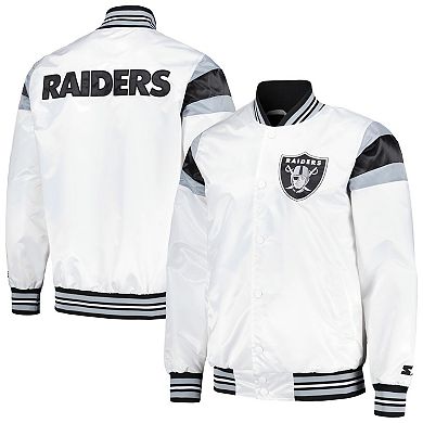 Men's Starter White Las Vegas Raiders Satin Full-Snap Varsity Jacket