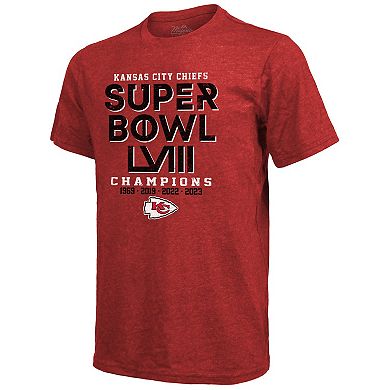 Men's Majestic Threads Red Kansas City Chiefs Super Bowl LVIII Champions Tri-Blend T-Shirt