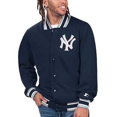 Men's Starter Navy New York Yankees Secret Weapon Satin Full-Snap Jacket